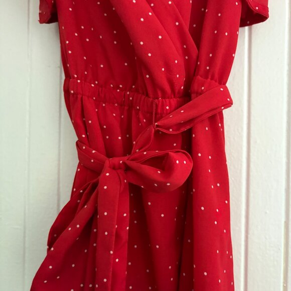 Anthropologie Polka Dot Flutter Sleeve Wrap Dress - Picture 4 of 13